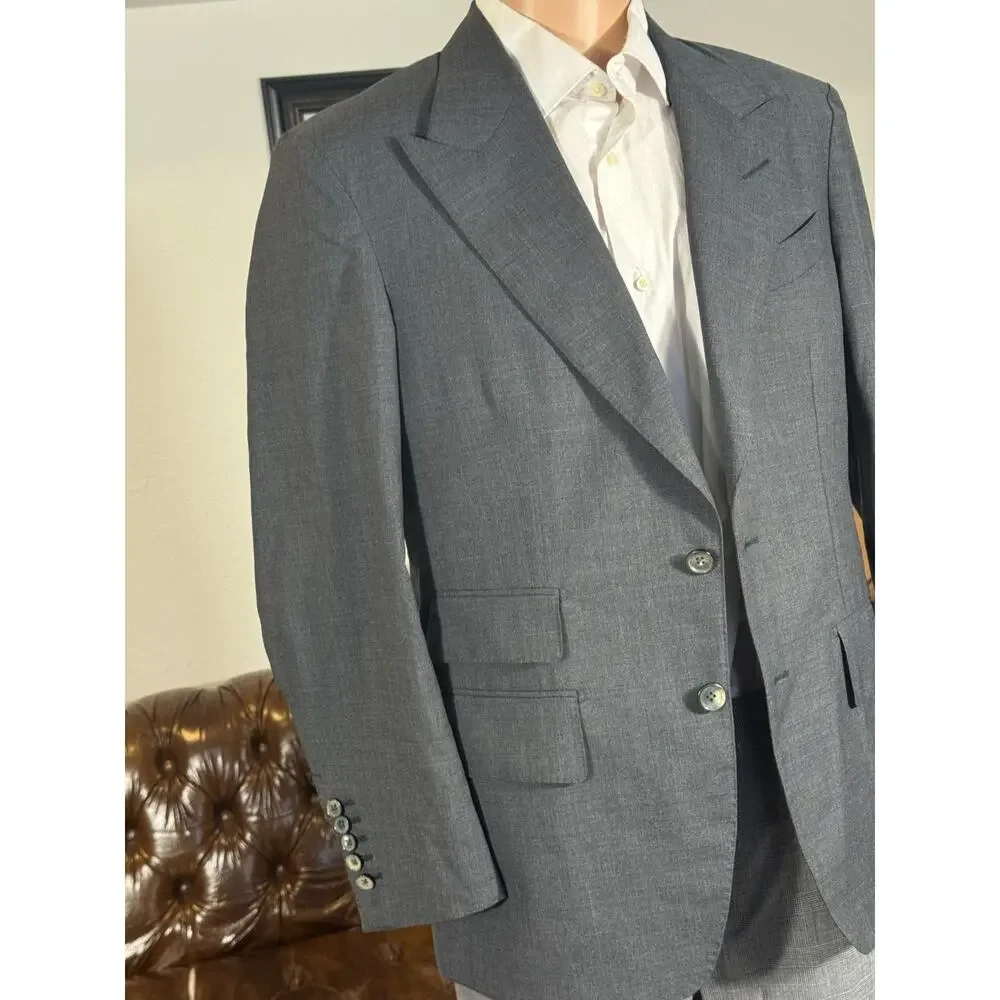 Tom Ford Shelton 2Pc Charcoal Wool Peak Lapel Suit 48R 38R 34x28 Trousers